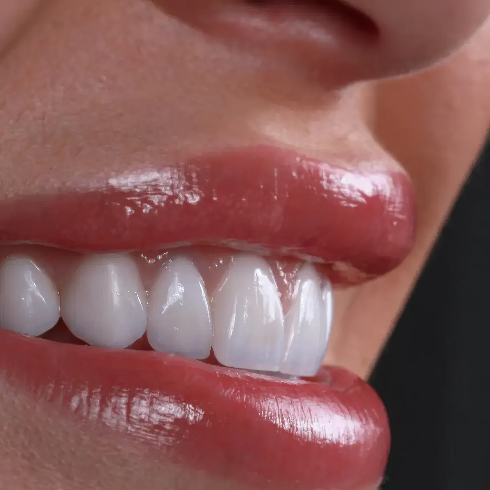 Sorriso frontal com lentes de contato dental em porcelana